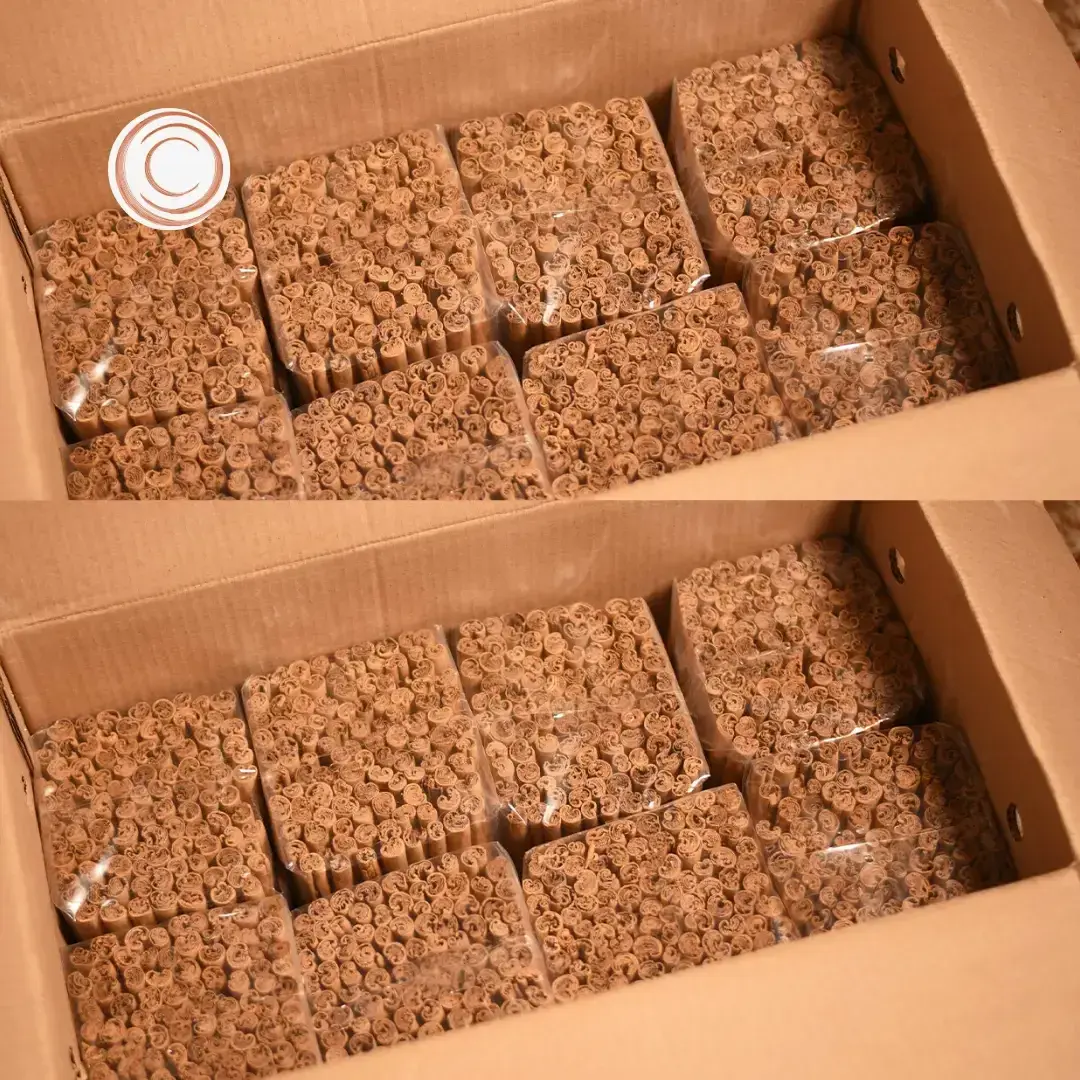 Packed Ceylon cinnamon quills